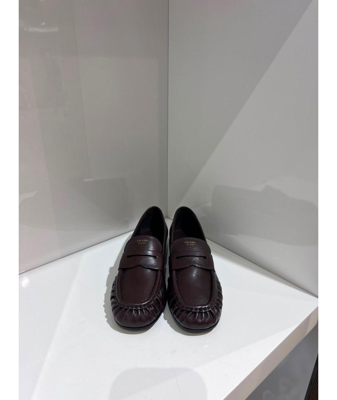 PRADA Коричневые кожаные лоферы, фото 3