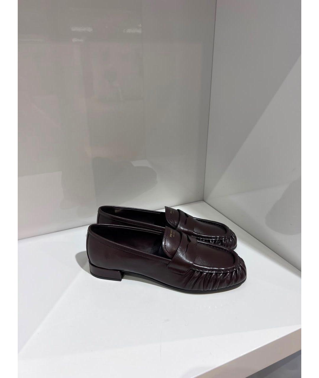 PRADA Коричневые кожаные лоферы, фото 2