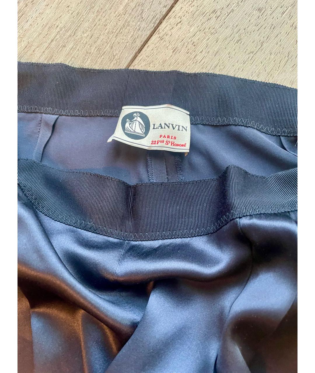 LANVIN Темно-синие шелковые брюки широкие, фото 4