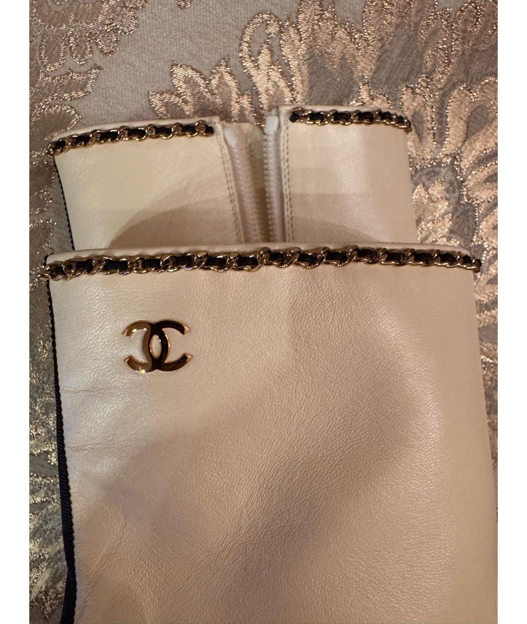 CHANEL Бежевые кожаные ботильоны, фото 8