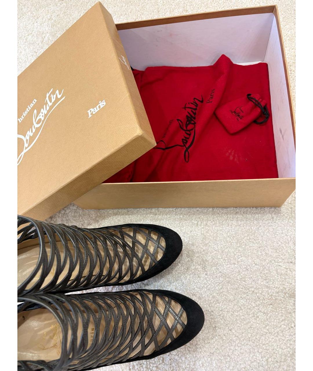 CHRISTIAN LOUBOUTIN Черные замшевые ботильоны, фото 5