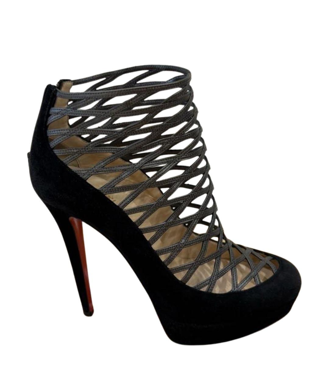CHRISTIAN LOUBOUTIN Черные замшевые ботильоны, фото 1