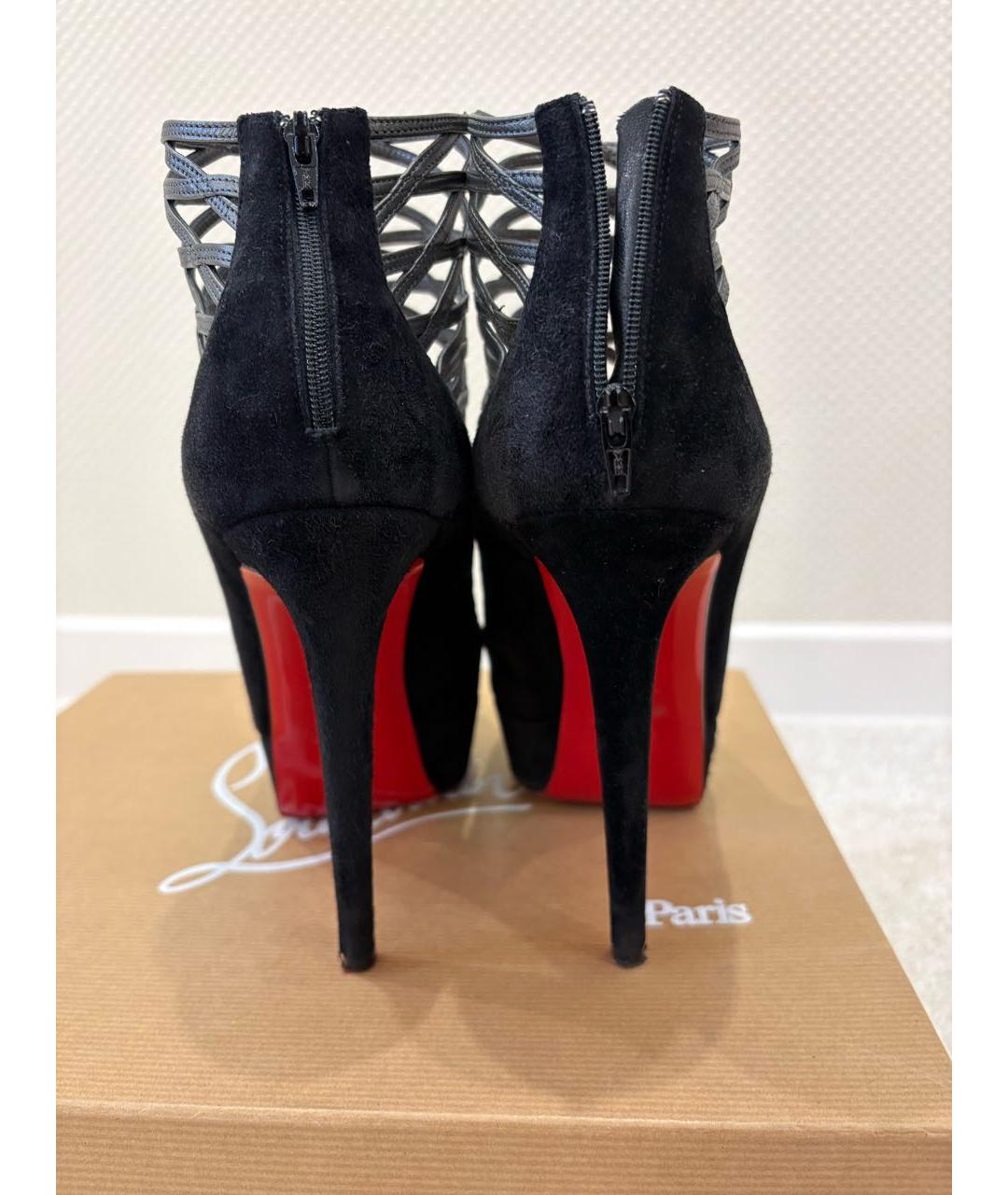CHRISTIAN LOUBOUTIN Черные замшевые ботильоны, фото 3