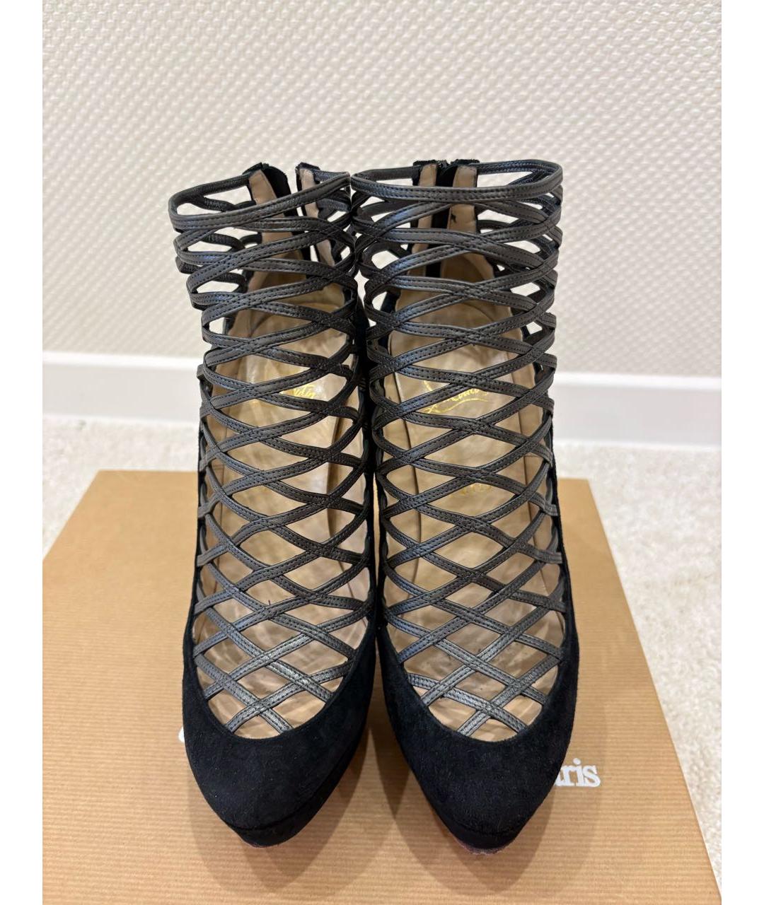 CHRISTIAN LOUBOUTIN Черные замшевые ботильоны, фото 2