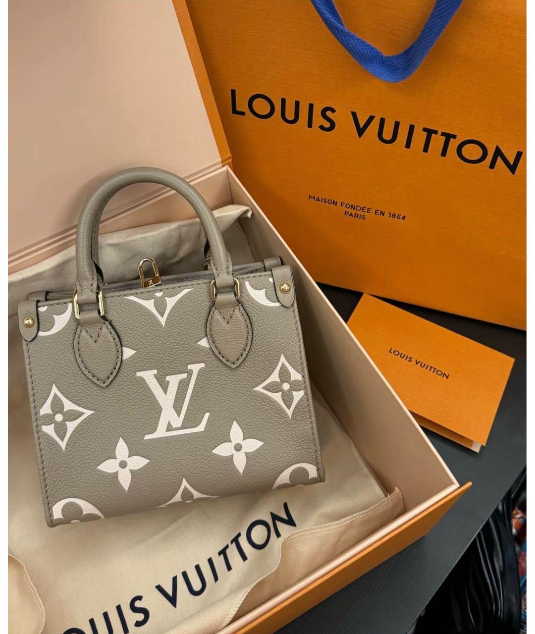 LOUIS VUITTON Бежевая кожаная сумка тоут, фото 5