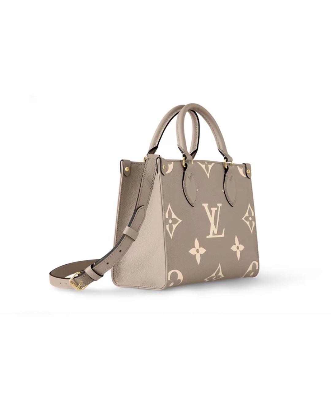 LOUIS VUITTON Бежевая кожаная сумка тоут, фото 2