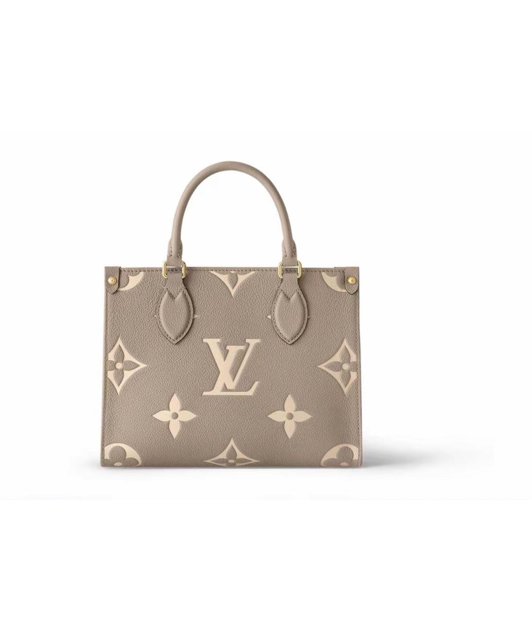 LOUIS VUITTON Бежевая кожаная сумка тоут, фото 3