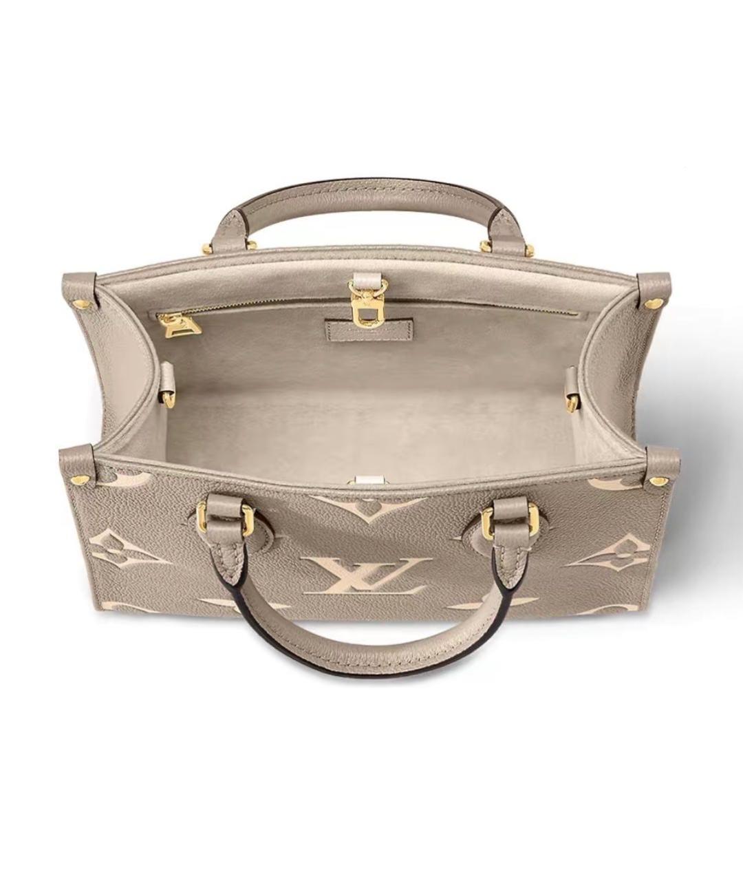 LOUIS VUITTON Бежевая кожаная сумка тоут, фото 4