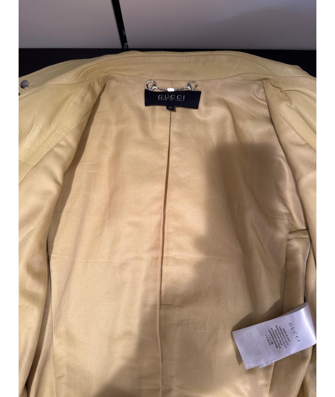 GUCCI Желтая кожаная куртка, фото 3