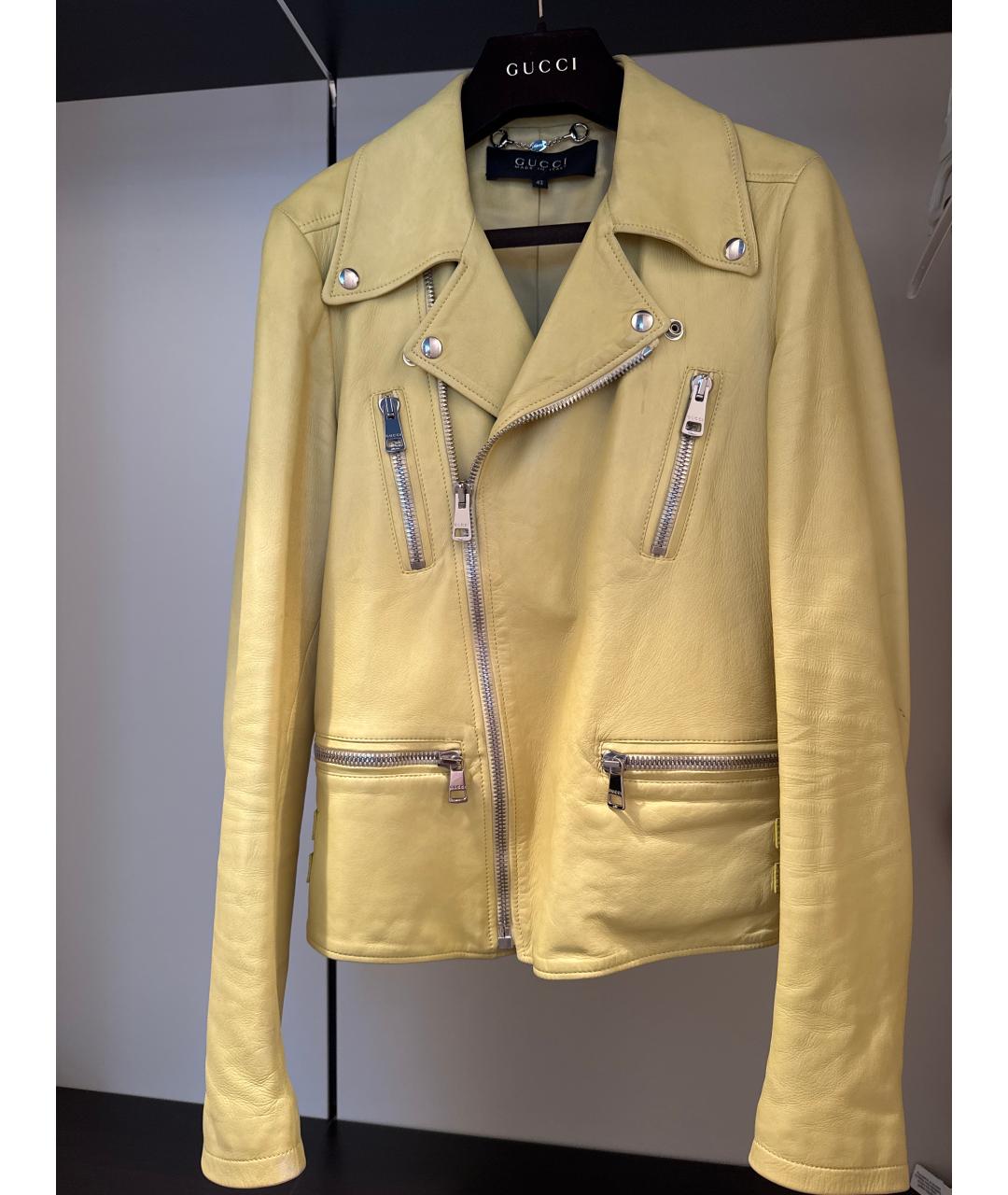 GUCCI Желтая кожаная куртка, фото 6