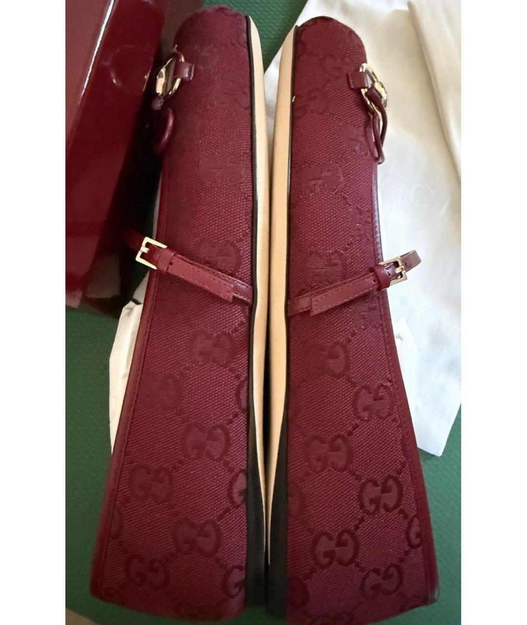 GUCCI Бордовые текстильные балетки, фото 4