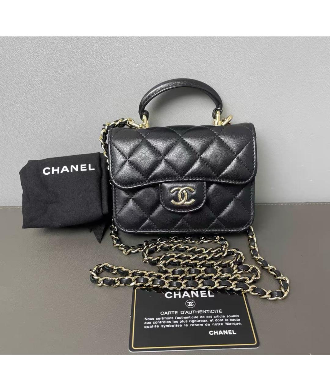 CHANEL Черная кожаная сумка через плечо, фото 9