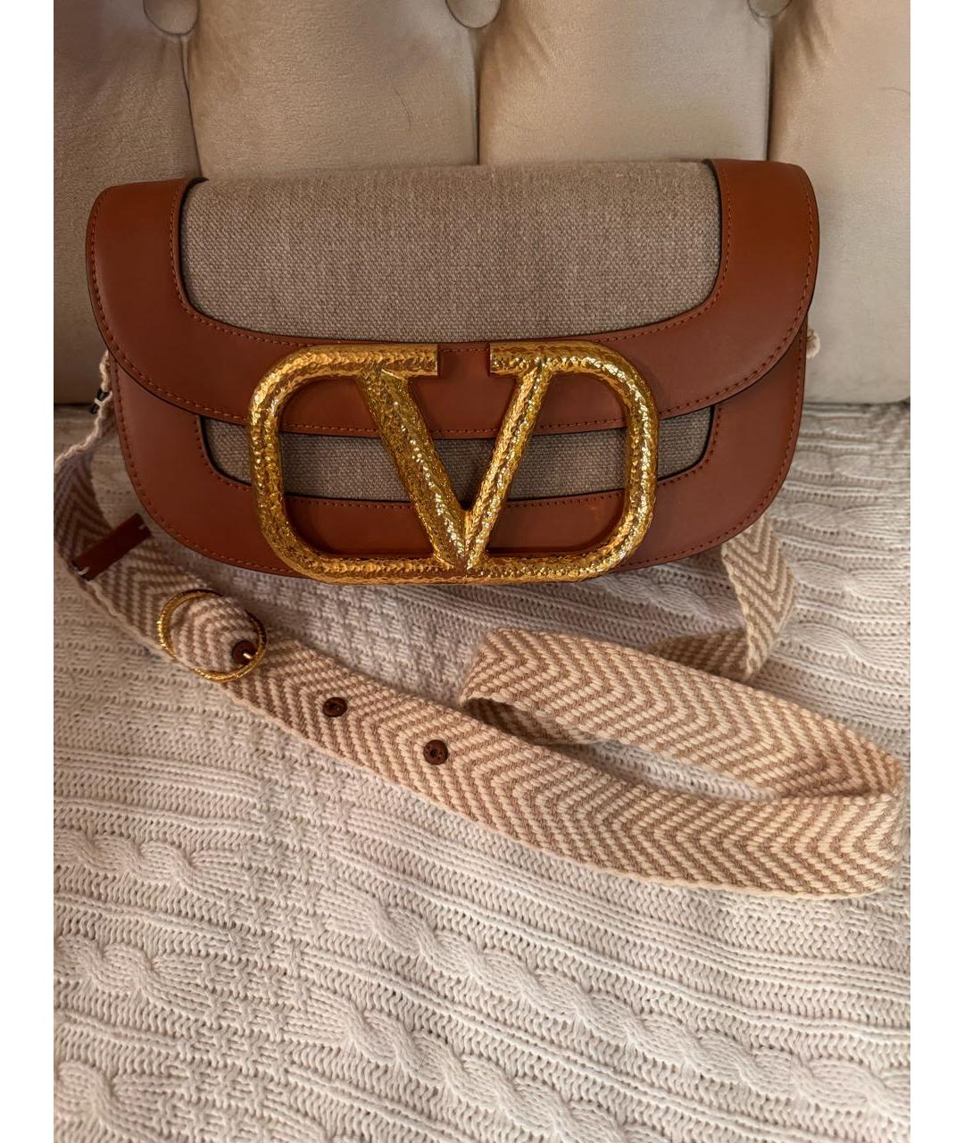 VALENTINO Коричневая кожаная сумка через плечо, фото 9