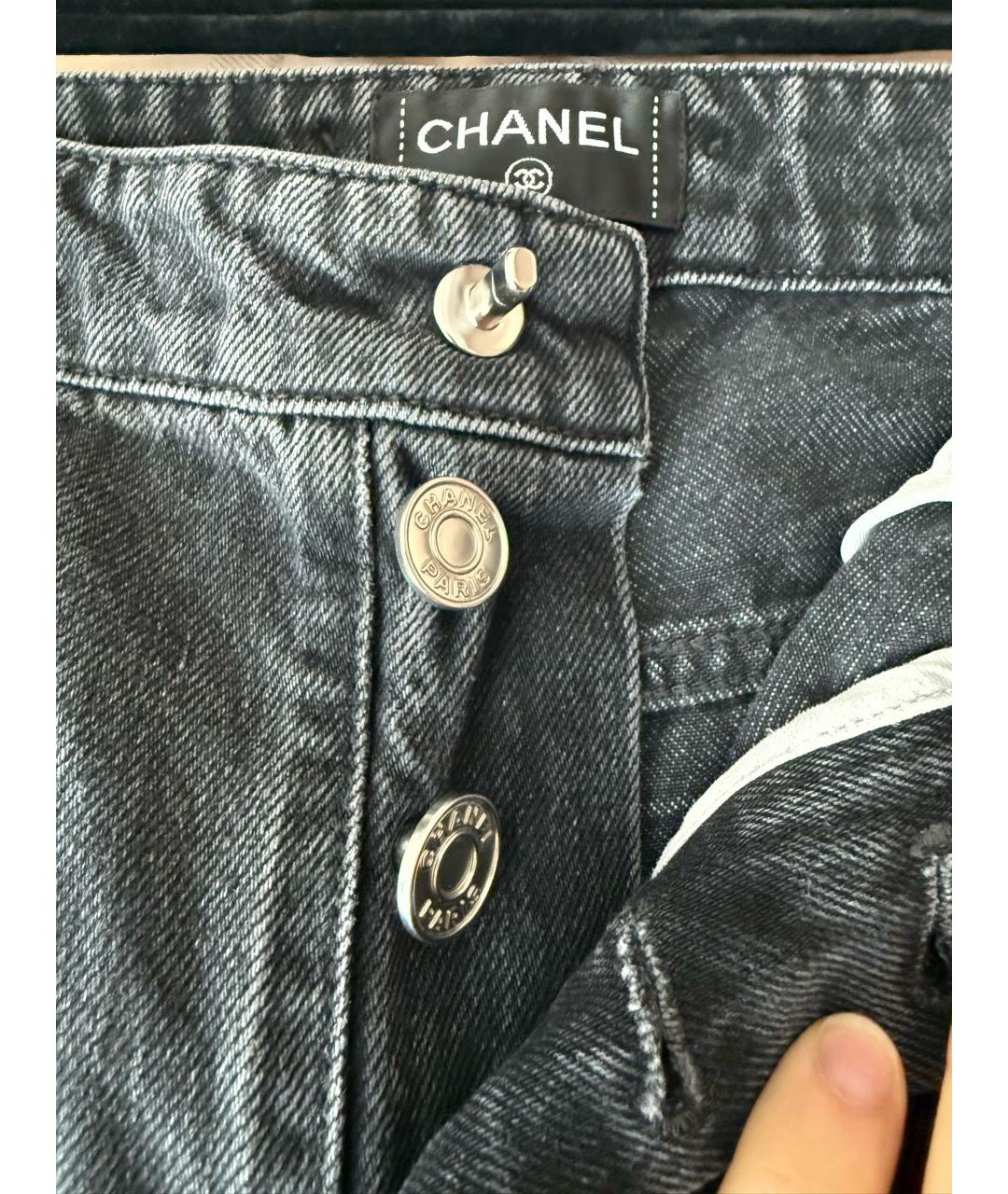 CHANEL Черные хлопковые прямые джинсы, фото 8