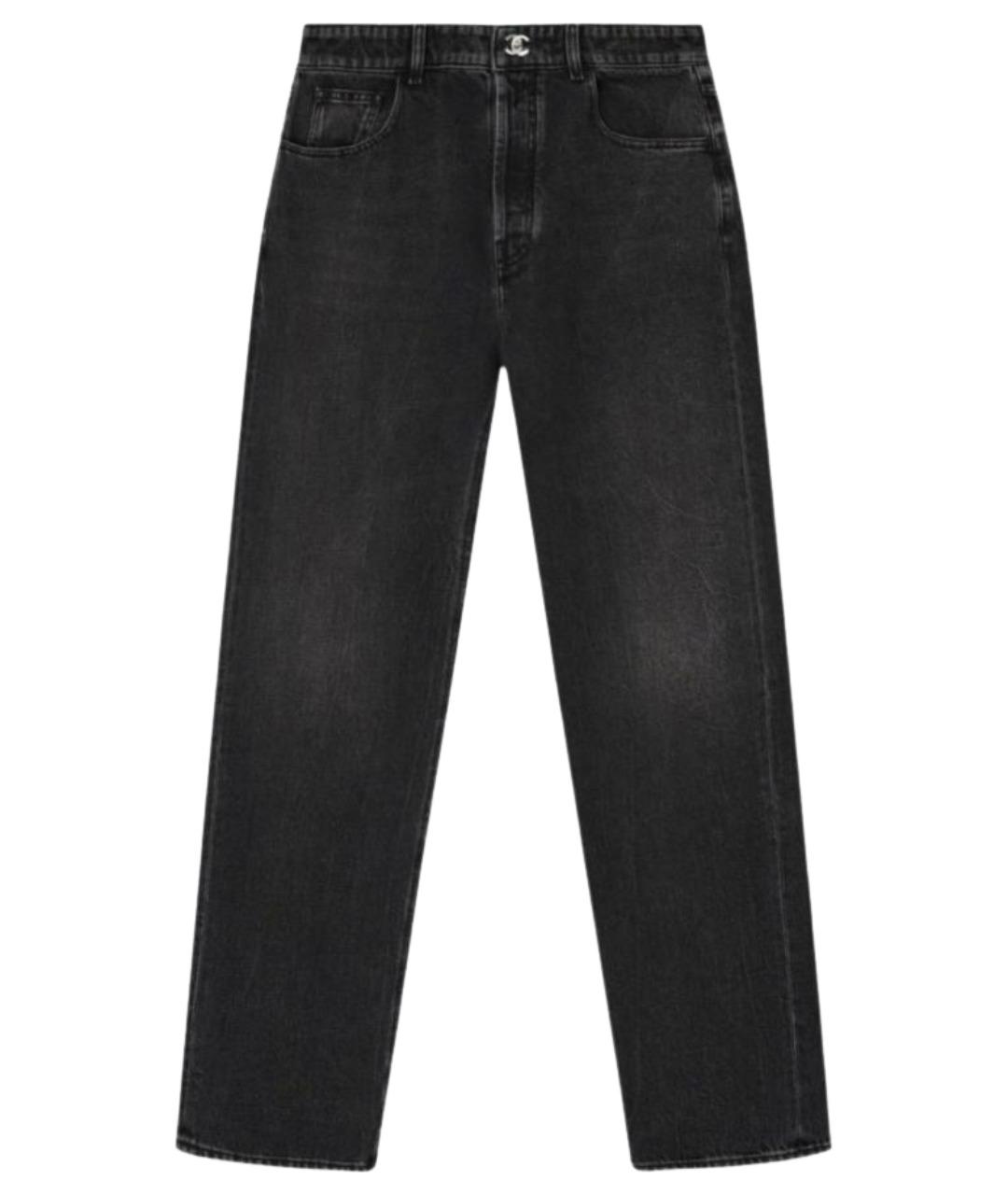 CHANEL Черные хлопковые прямые джинсы, фото 1