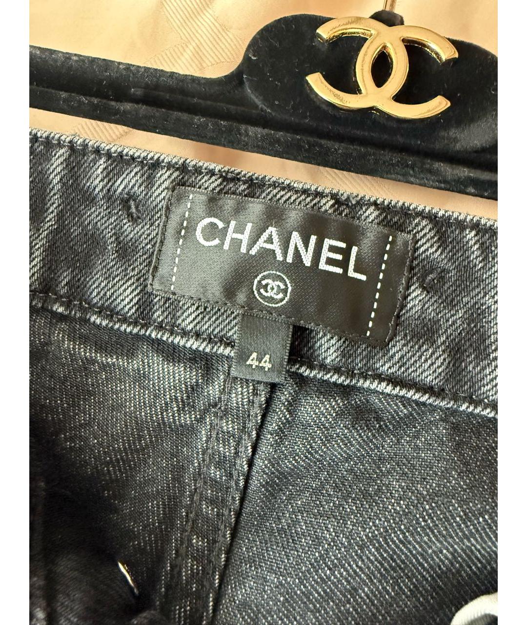 CHANEL Черные хлопковые прямые джинсы, фото 6
