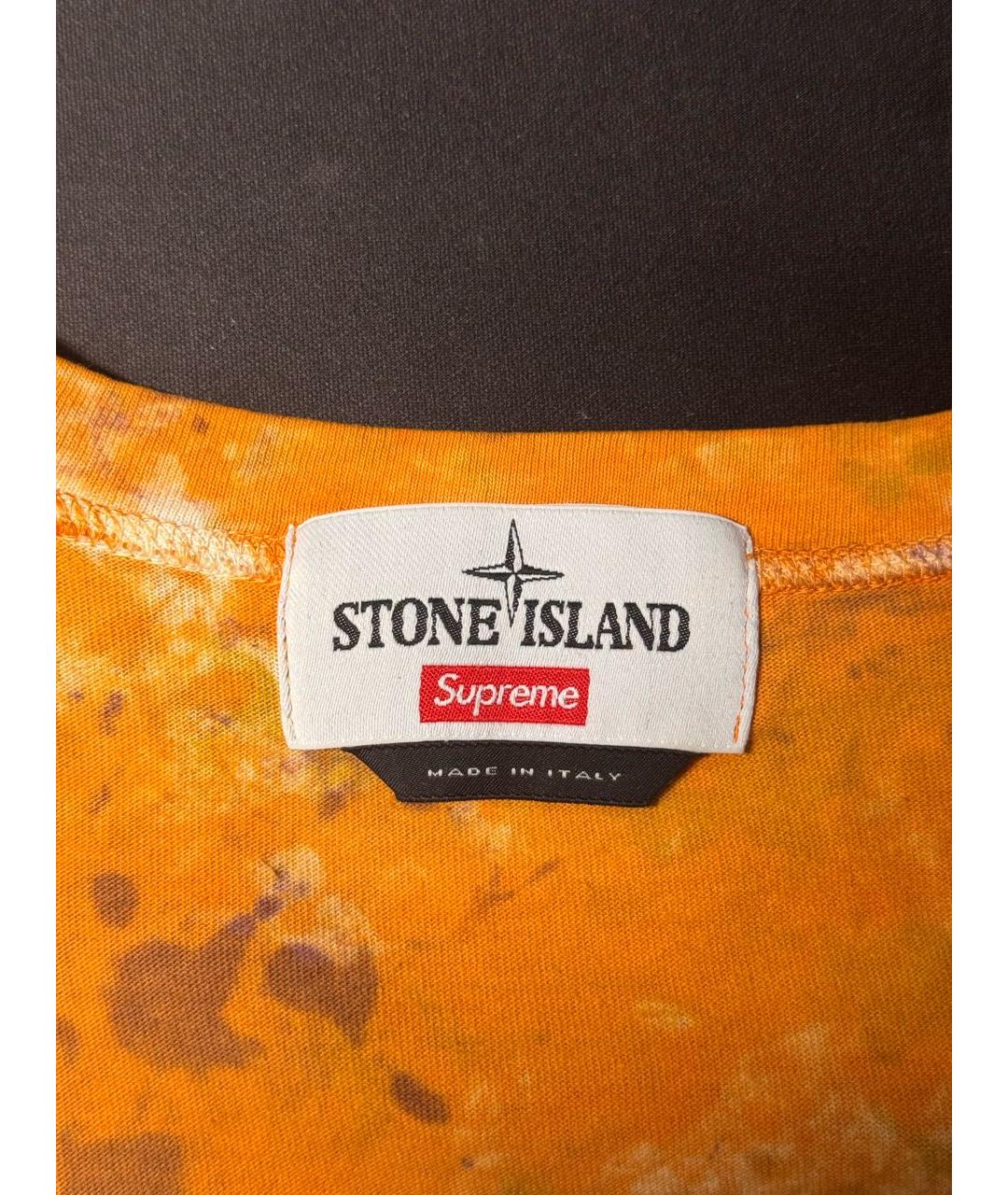 STONE ISLAND Оранжевая хлопковая футболка, фото 3