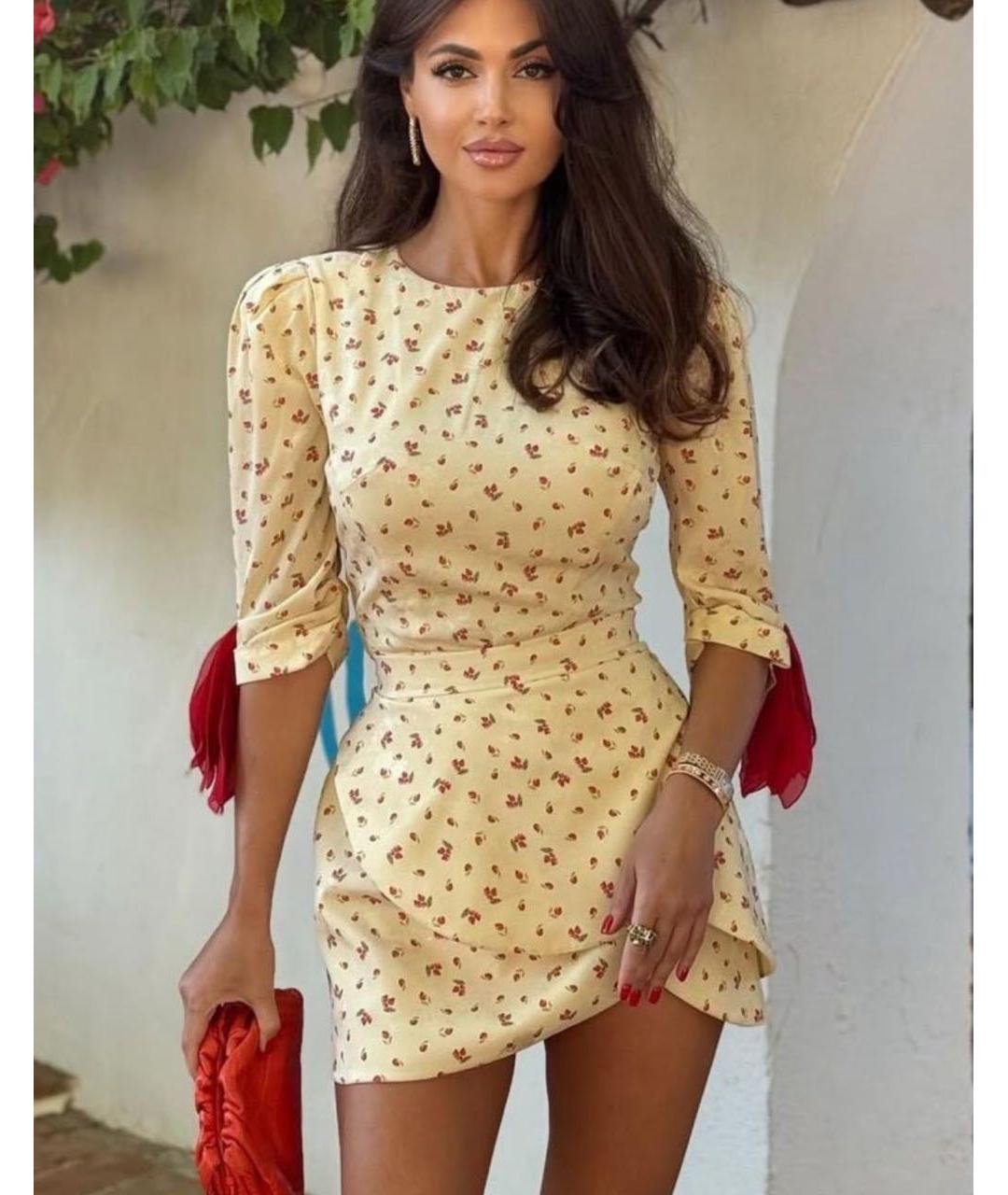 ULYANA SERGEENKO Бежевое шелковое коктейльное платье, фото 5