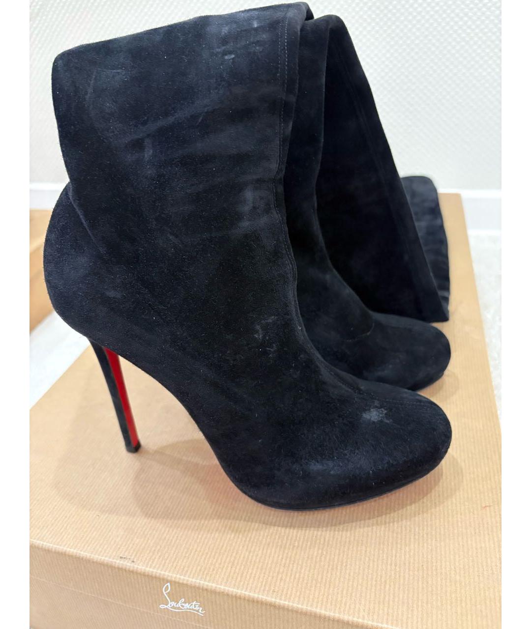CHRISTIAN LOUBOUTIN Черные замшевые ботфорты, фото 4