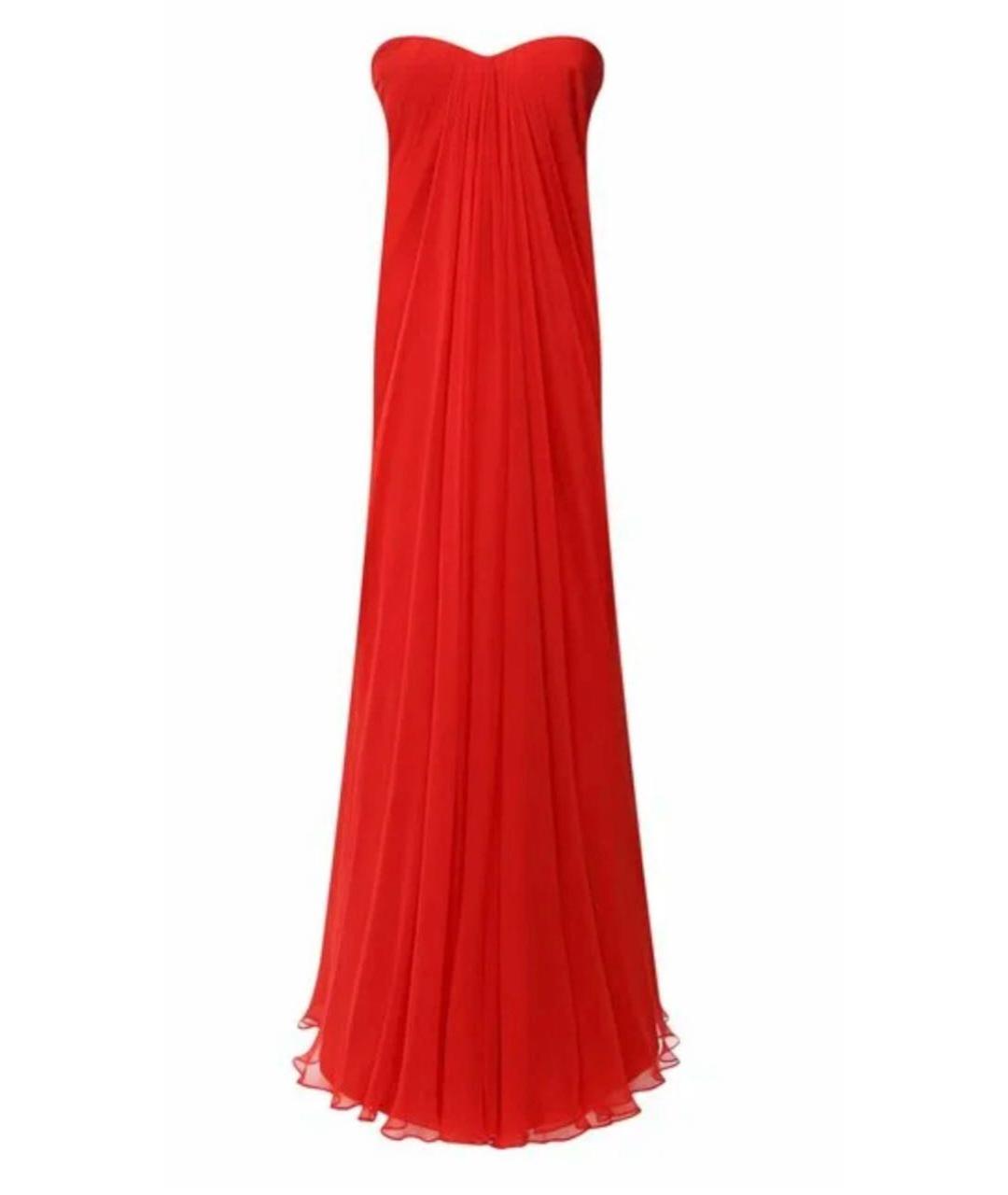 ALEXANDER MCQUEEN Красное шелковое вечернее платье, фото 1