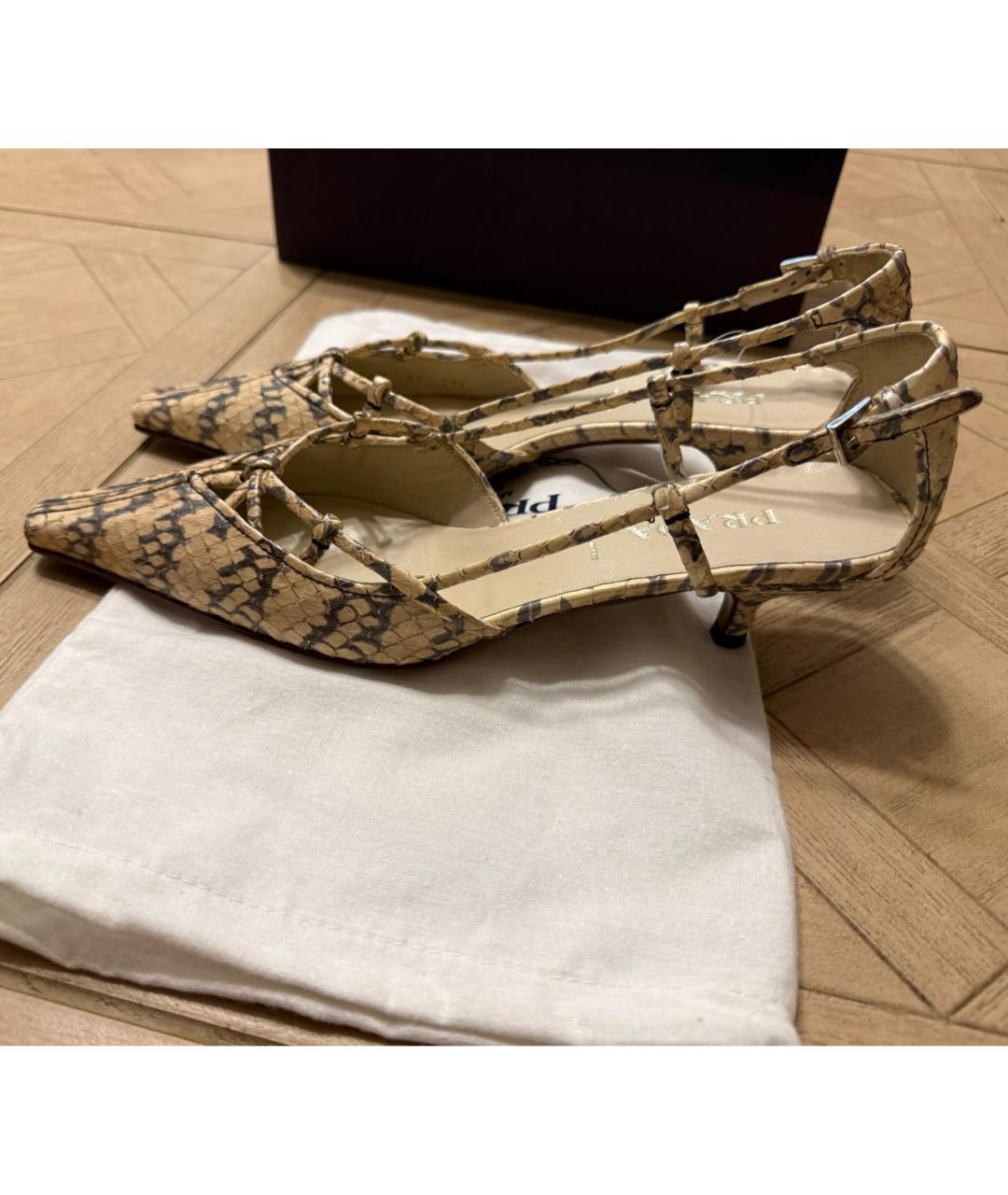 PRADA Бежевые туфли из экзотической кожи, фото 6