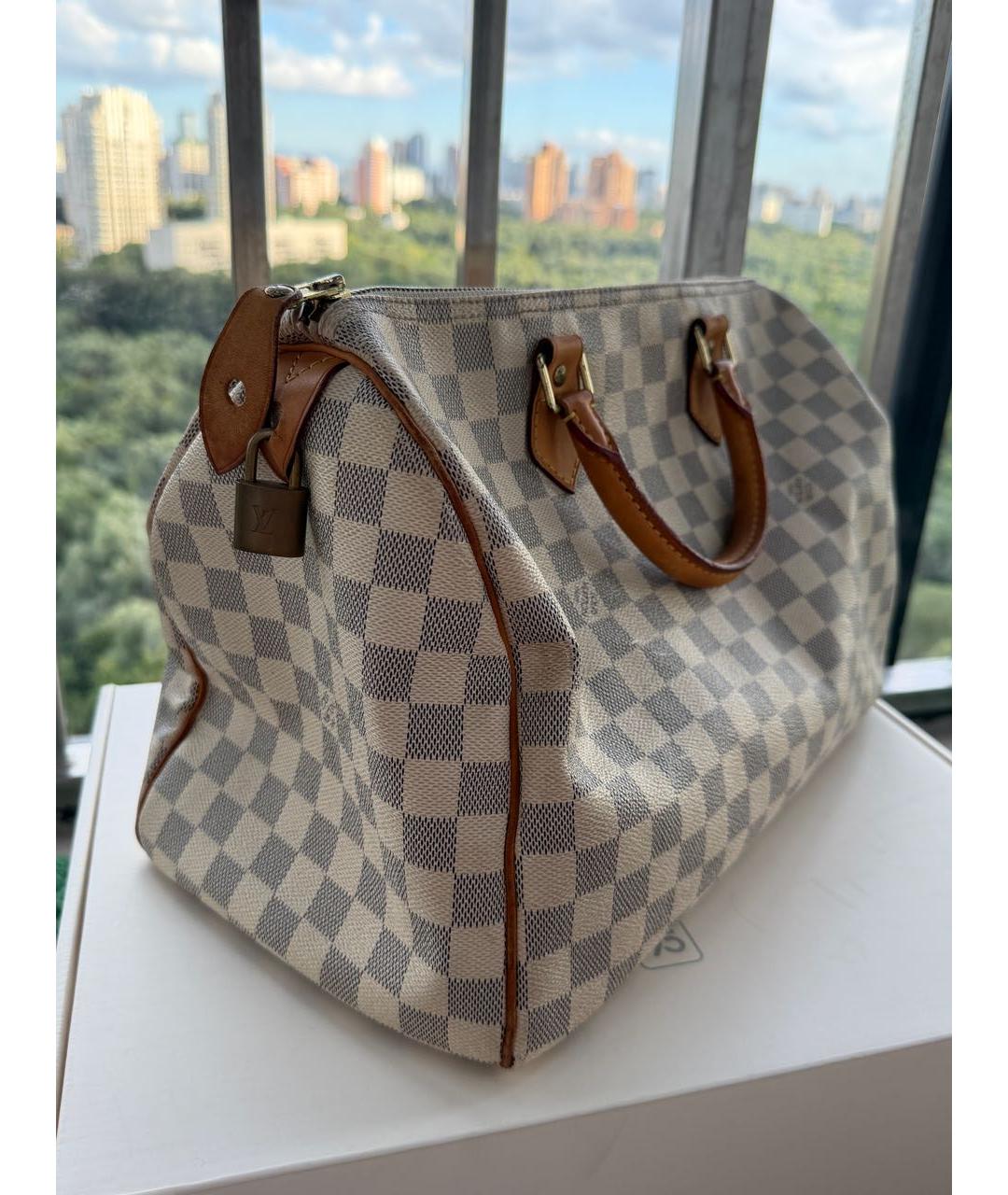 LOUIS VUITTON Бежевая кожаная сумка с короткими ручками, фото 6