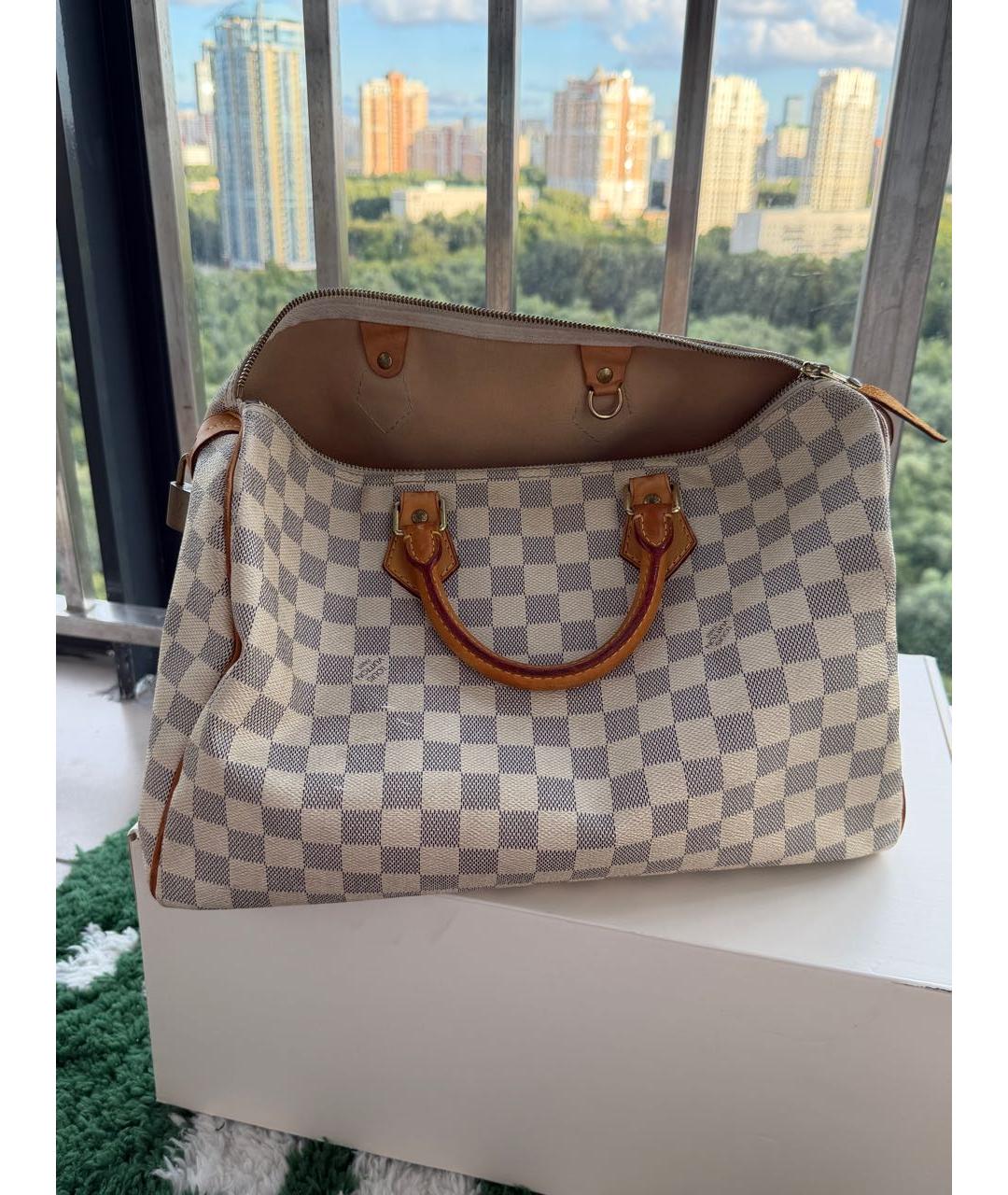 LOUIS VUITTON Бежевая кожаная сумка с короткими ручками, фото 5