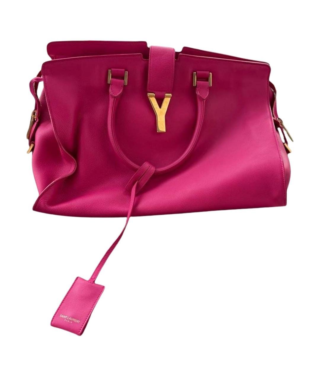 SAINT LAURENT Фуксия кожаная сумка с короткими ручками, фото 1