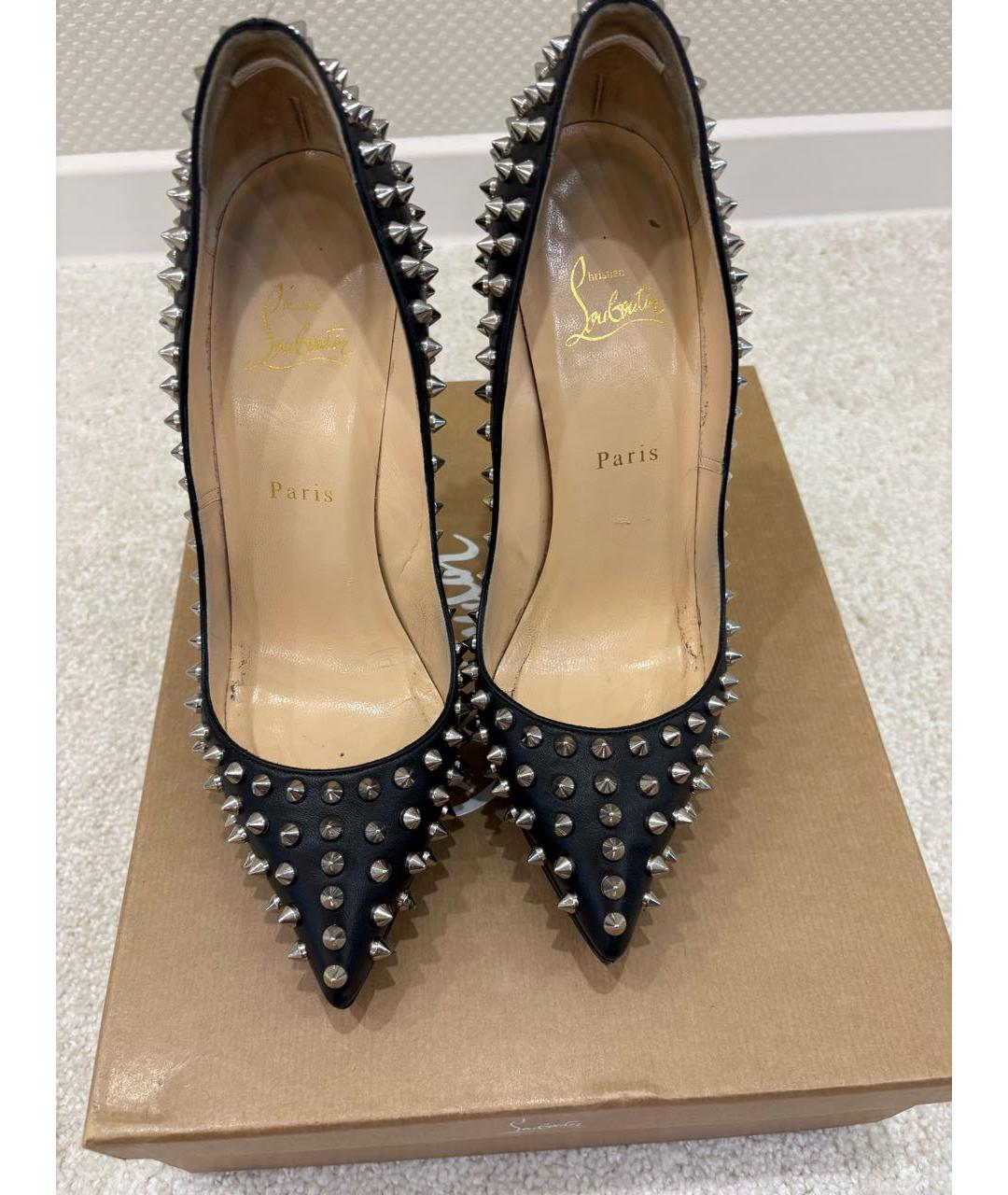 CHRISTIAN LOUBOUTIN Черные кожаные туфли, фото 2