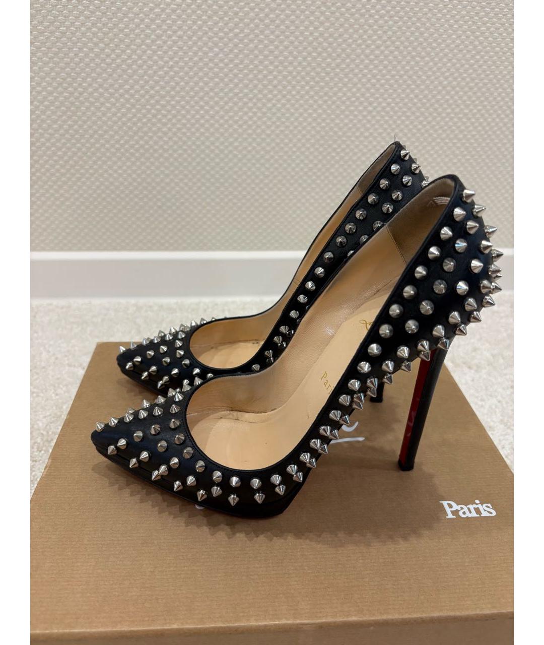 CHRISTIAN LOUBOUTIN Черные кожаные туфли, фото 3