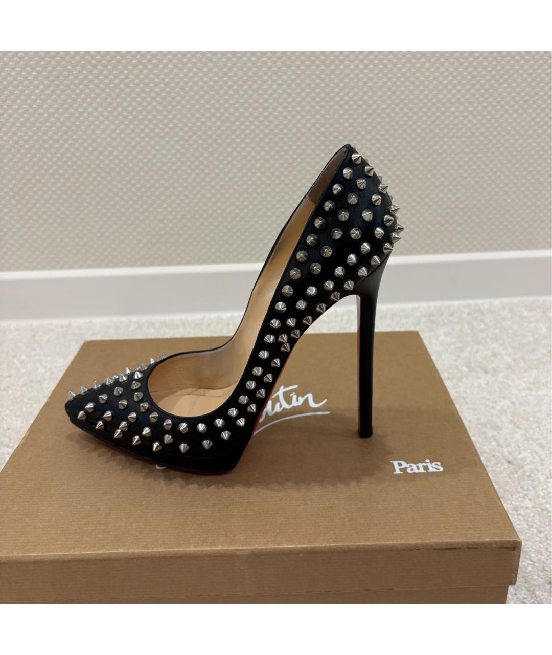 CHRISTIAN LOUBOUTIN Черные кожаные туфли, фото 8
