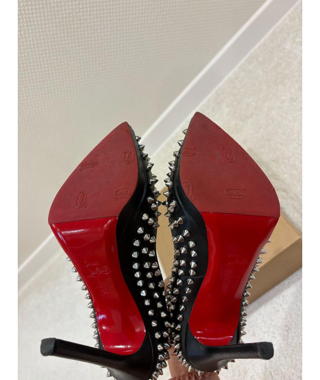 CHRISTIAN LOUBOUTIN Черные кожаные туфли, фото 5