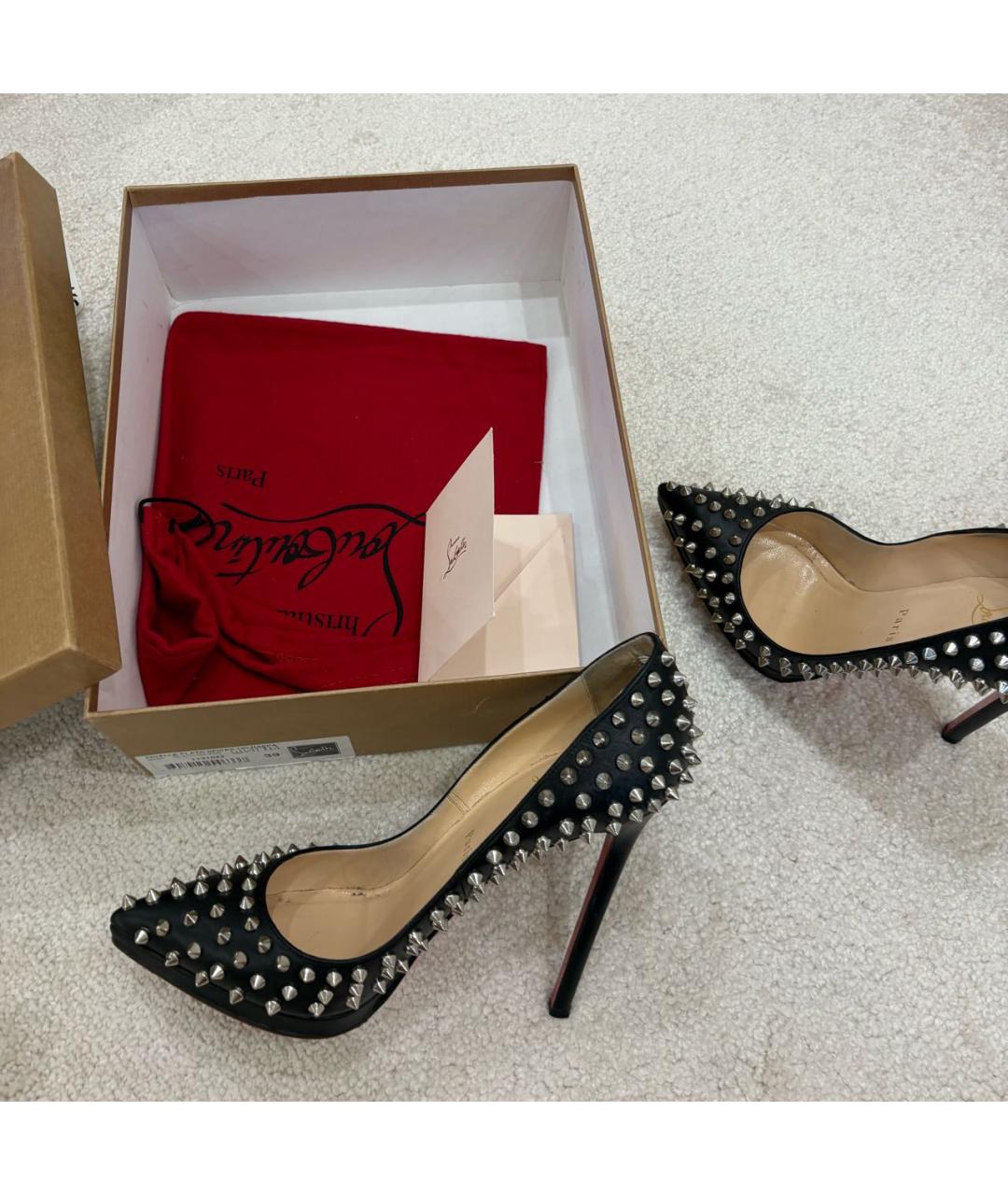 CHRISTIAN LOUBOUTIN Черные кожаные туфли, фото 7