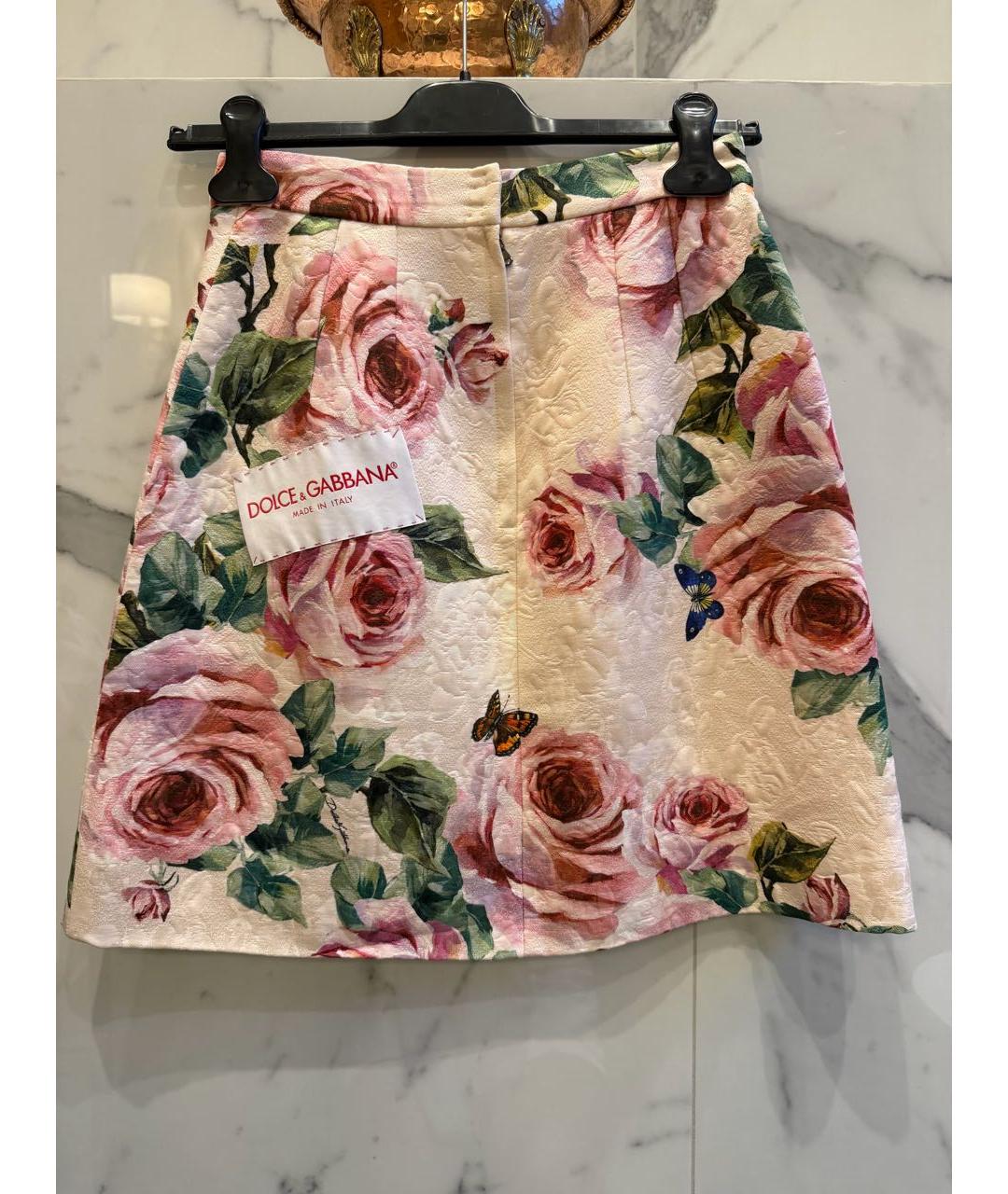 DOLCE&GABBANA Розовая хлопковая юбка мини, фото 2