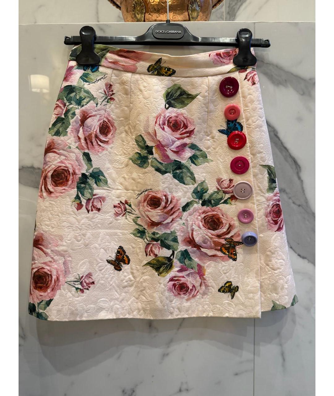 DOLCE&GABBANA Розовая хлопковая юбка мини, фото 5