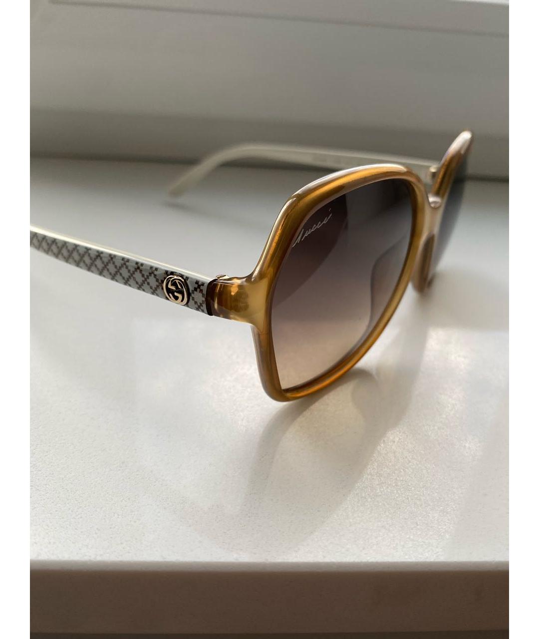 GUCCI Коричневые пластиковые солнцезащитные очки, фото 3