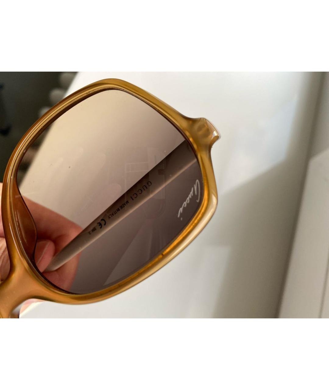 GUCCI Коричневые пластиковые солнцезащитные очки, фото 7