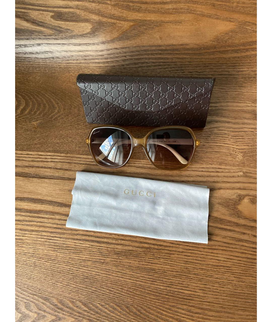 GUCCI Коричневые пластиковые солнцезащитные очки, фото 5