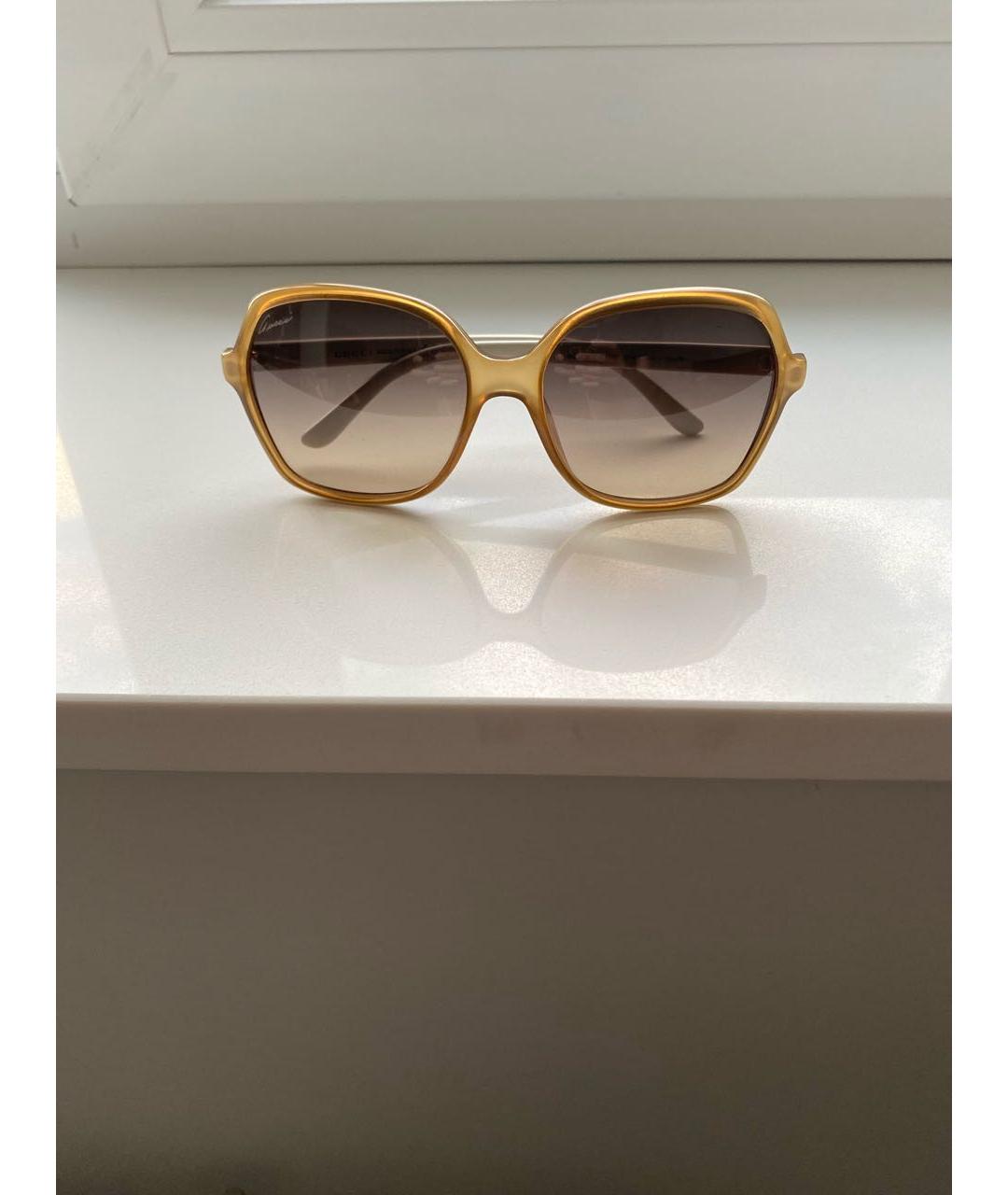 GUCCI Коричневые пластиковые солнцезащитные очки, фото 8