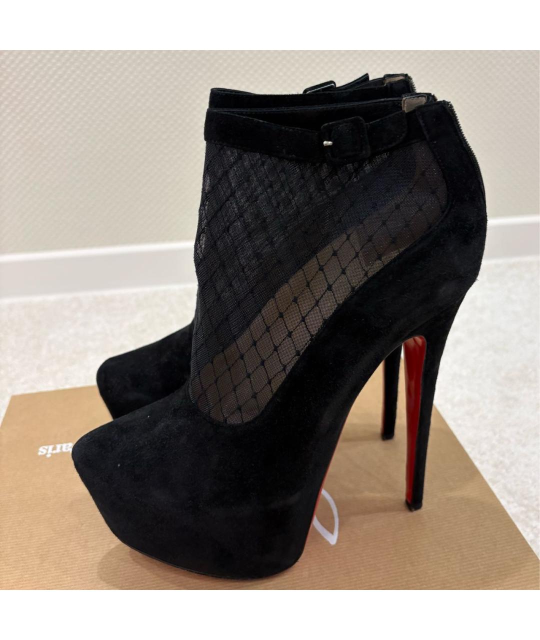 CHRISTIAN LOUBOUTIN Черные замшевые ботильоны, фото 4