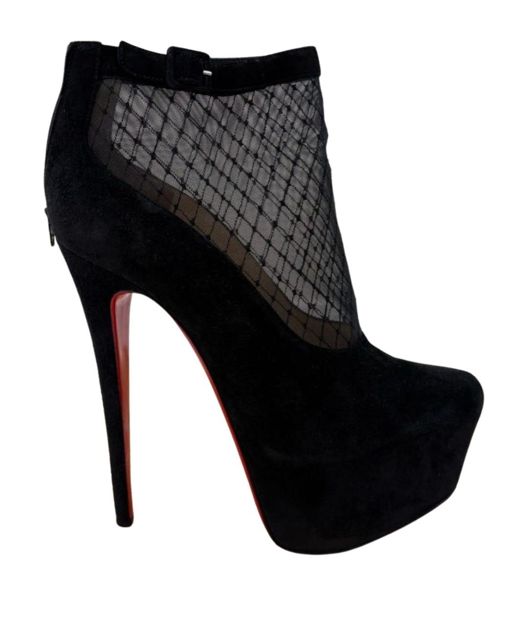 CHRISTIAN LOUBOUTIN Черные замшевые ботильоны, фото 1