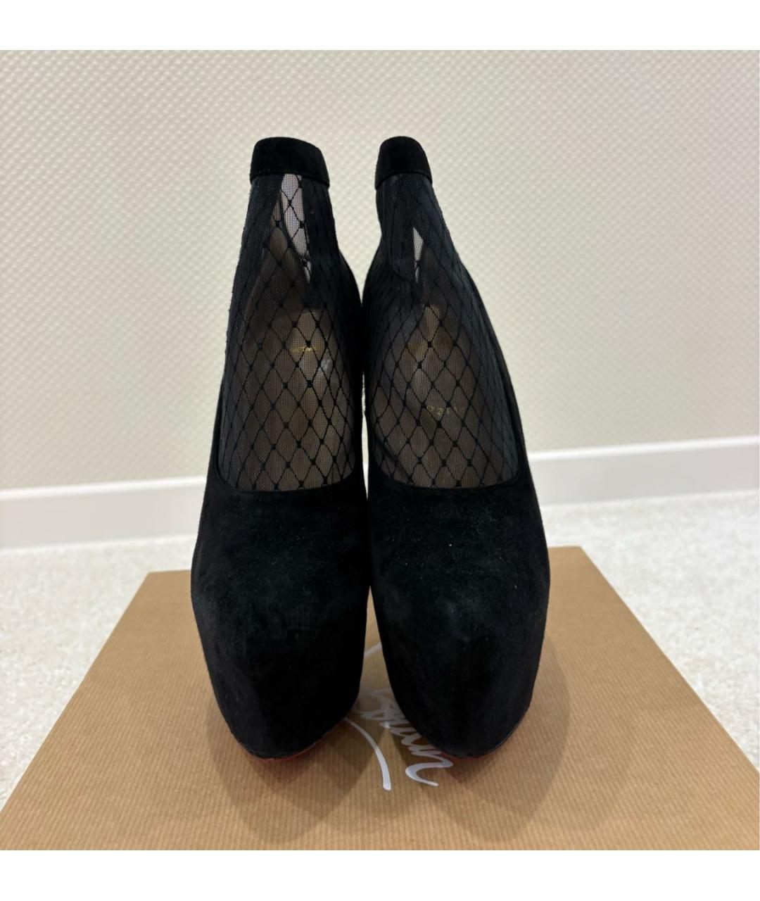 CHRISTIAN LOUBOUTIN Черные замшевые ботильоны, фото 2