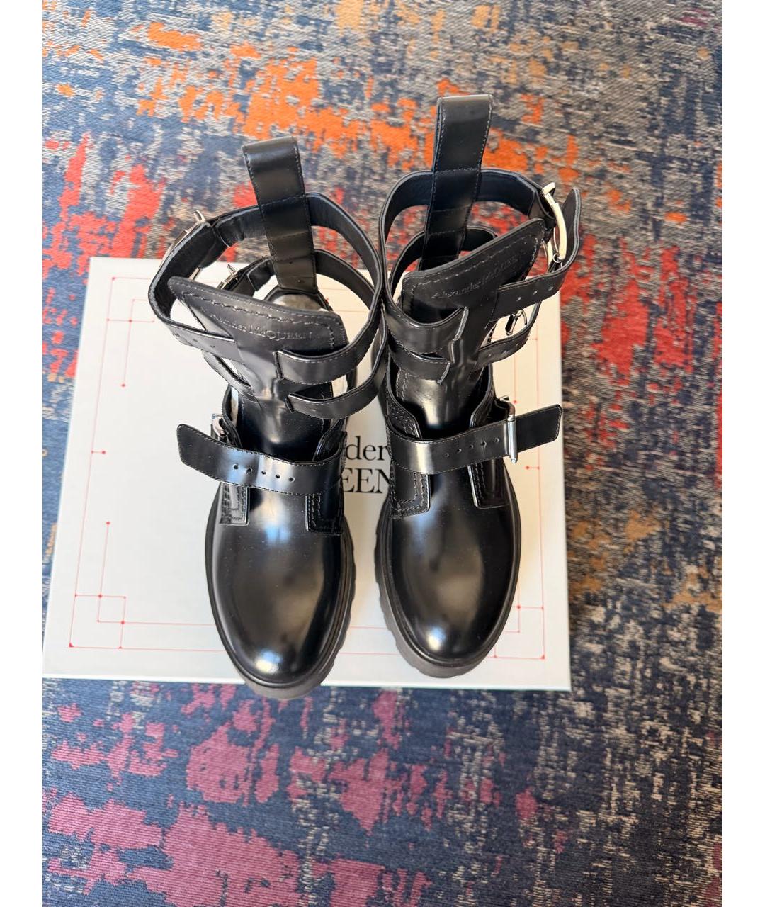 ALEXANDER MCQUEEN Черные кожаные ботинки, фото 3