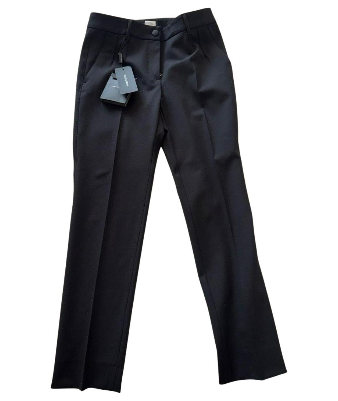 DOLCE&GABBANA Черные шерстяные прямые брюки, фото 1