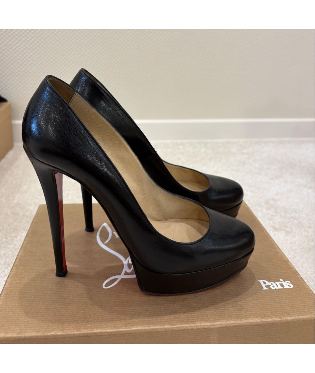 CHRISTIAN LOUBOUTIN Черные кожаные туфли, фото 2