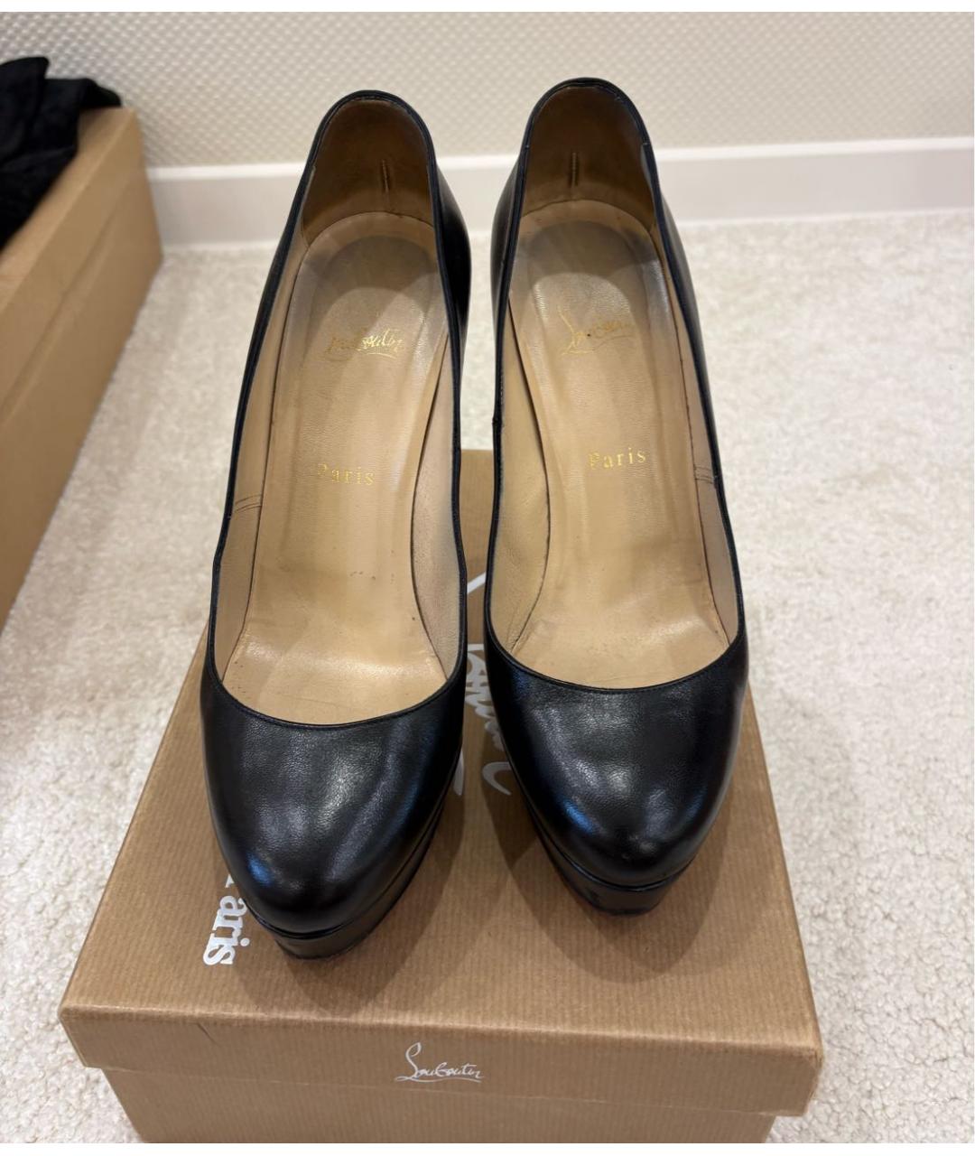 CHRISTIAN LOUBOUTIN Черные кожаные туфли, фото 3