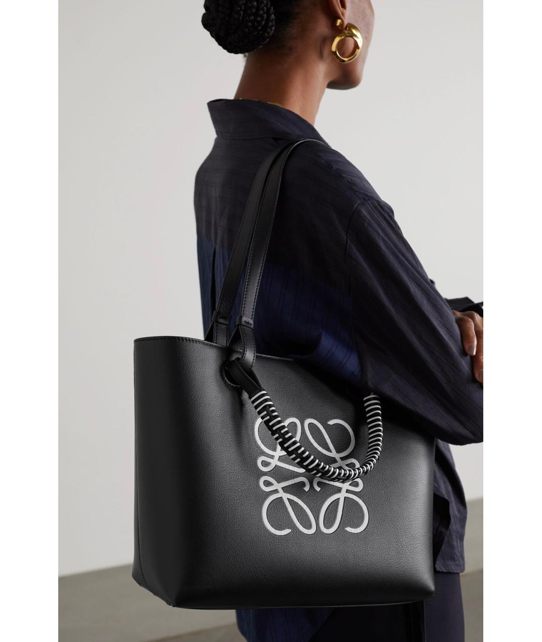 LOEWE Черная кожаная сумка тоут, фото 2