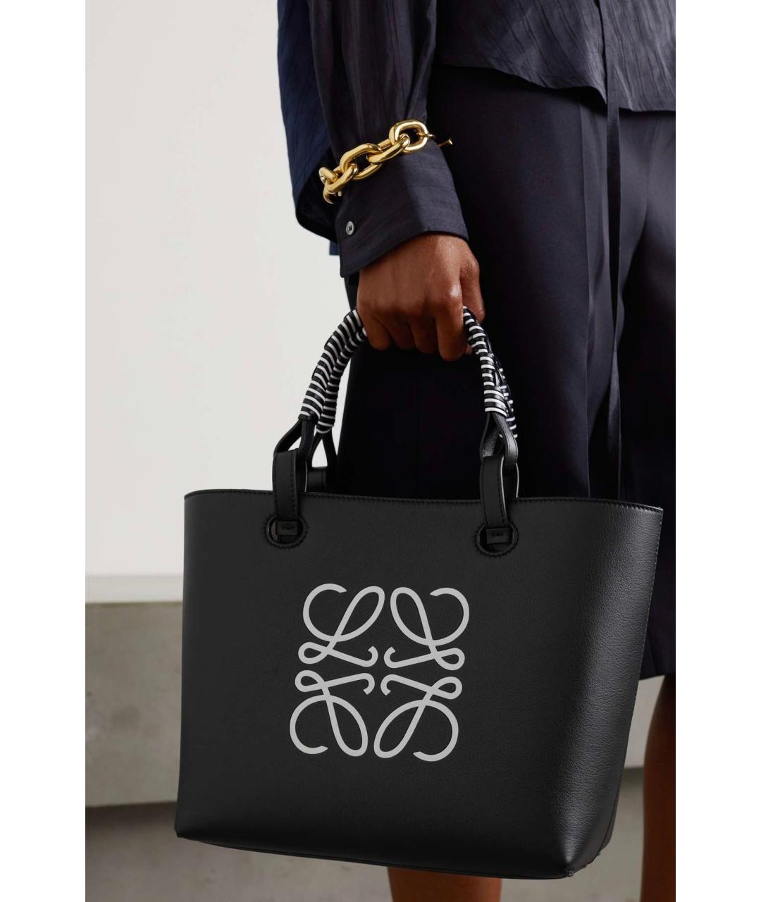 LOEWE Черная кожаная сумка тоут, фото 3