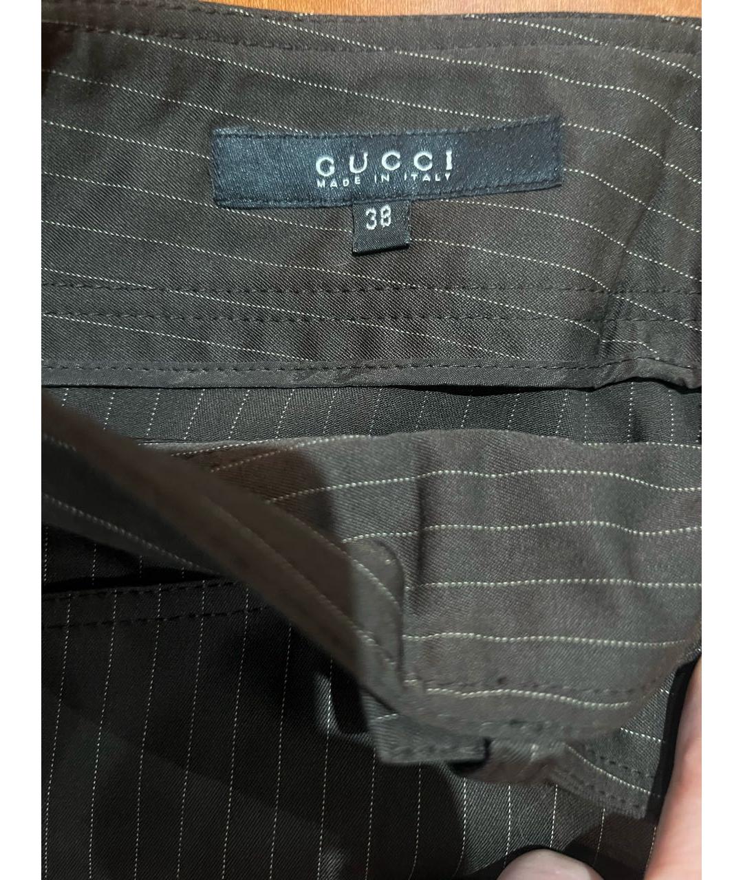 GUCCI Коричневые шерстяные брюки узкие, фото 4