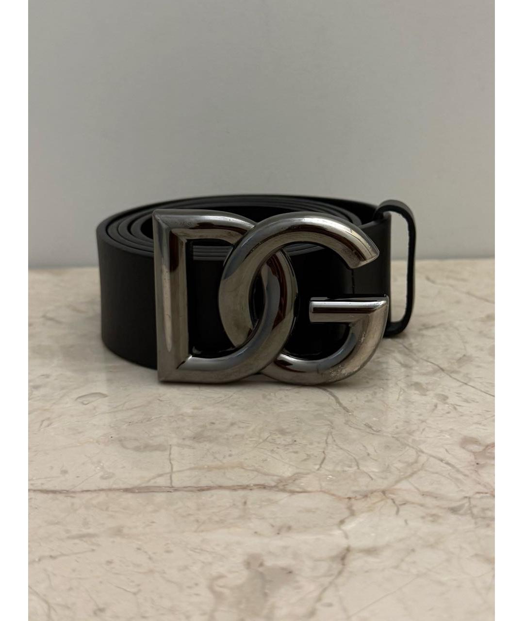 DOLCE&GABBANA Черный кожаный ремень, фото 4